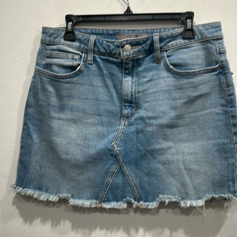 Joe's Jeans high rise Jean Denim mini Skirt Raw Hem Sz 30 90s Stretch classic